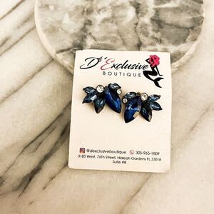 D Exclusive Boutique Vintage-Style Faux Crystal Cluster Earrings Blue‎ NWT